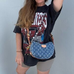 Louis Vuitton Remix RARE Monogram Denim Croissant Crossbody Bag